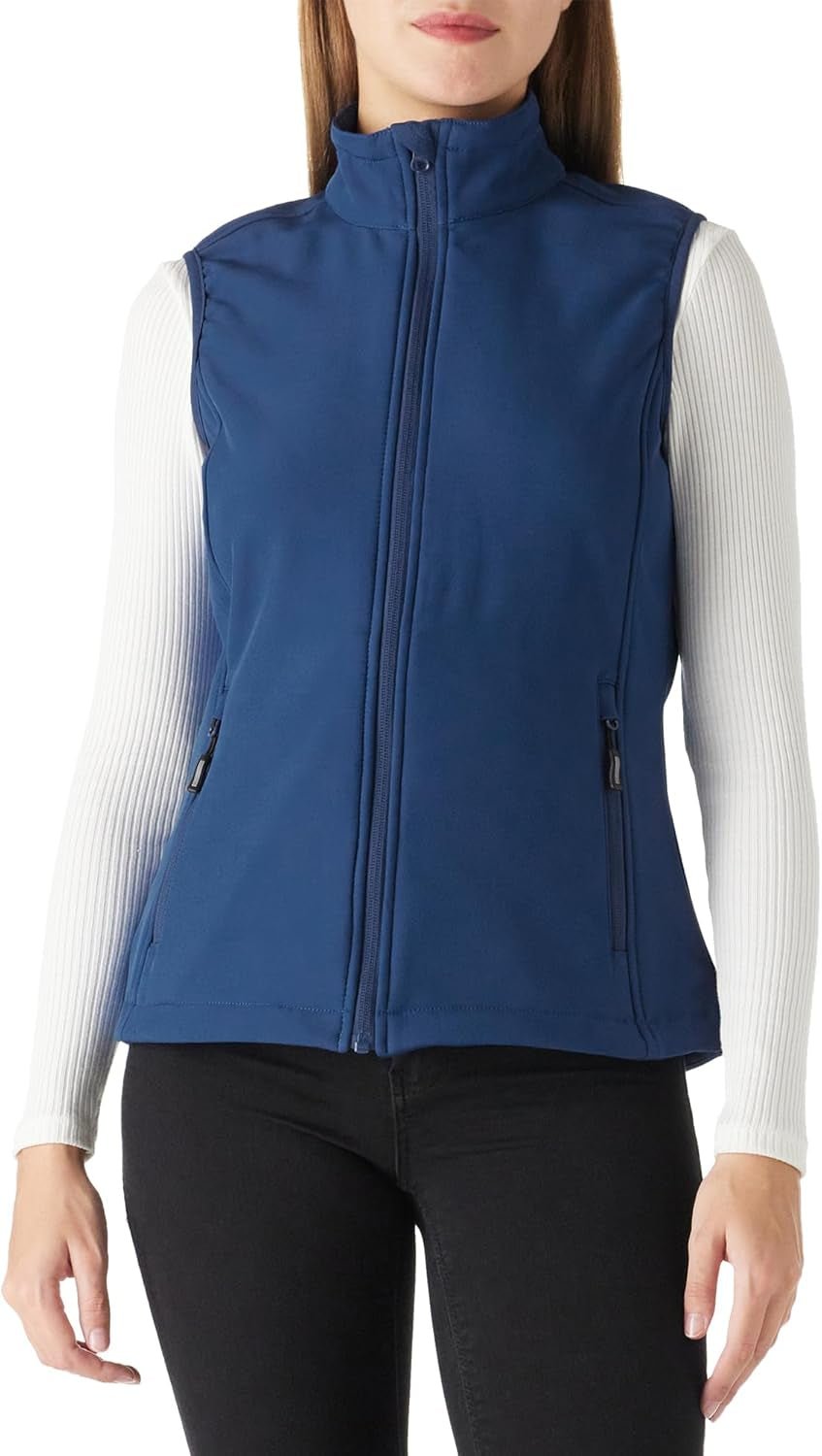 Women'S Lightweight Softshell Vest Windproof Fleece Lined Zip up Sleeveless Jacket for Running Hiking Golf - Meta Máxima